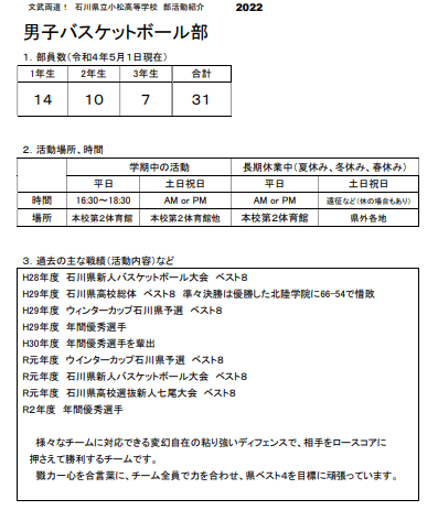 男子バスケットボール部