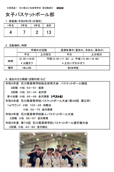 女子バスケットボール部