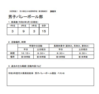 男子バレーボール部